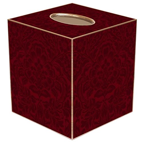 Cranberry Damask Paper Mache Tissue Box Cover