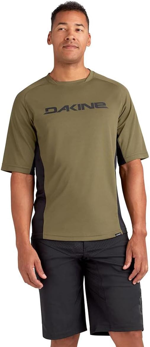 Dakine Men's Syncline 2.0 Short Sleeve Bike Jersey – Air-Mesh Fabric, Moisure Wicking, Orange-A, Large
