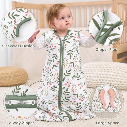 Image of Yoofoss Baby Sleep Sack 0-6 Months, 1.5 Tog Baby Wearable Blanket with 2-Way Zipper, 100% Cotton Organic Fabric Winter Infant Sleeping Sack, Warm Soft Comfy