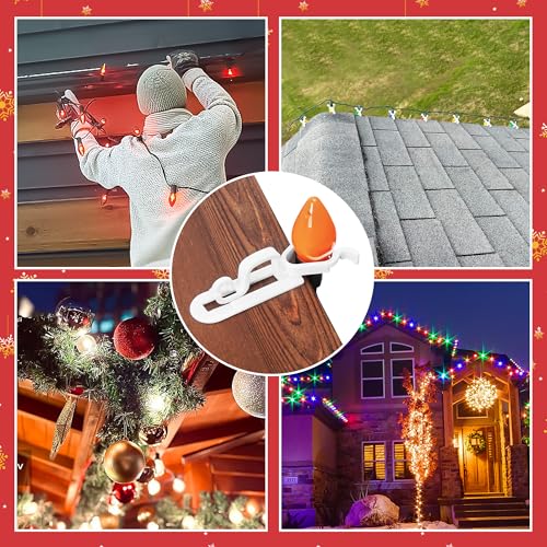 Ebaokuup CHRISTMAS LIGHT CLIPS Waterproof Gutter Light Hooks Of Outside String Lights C9,C7 And Mini Lights,All In One Roof Light Hangers For Christmas Gutters,Shingles,Fence,Roof thumb #4