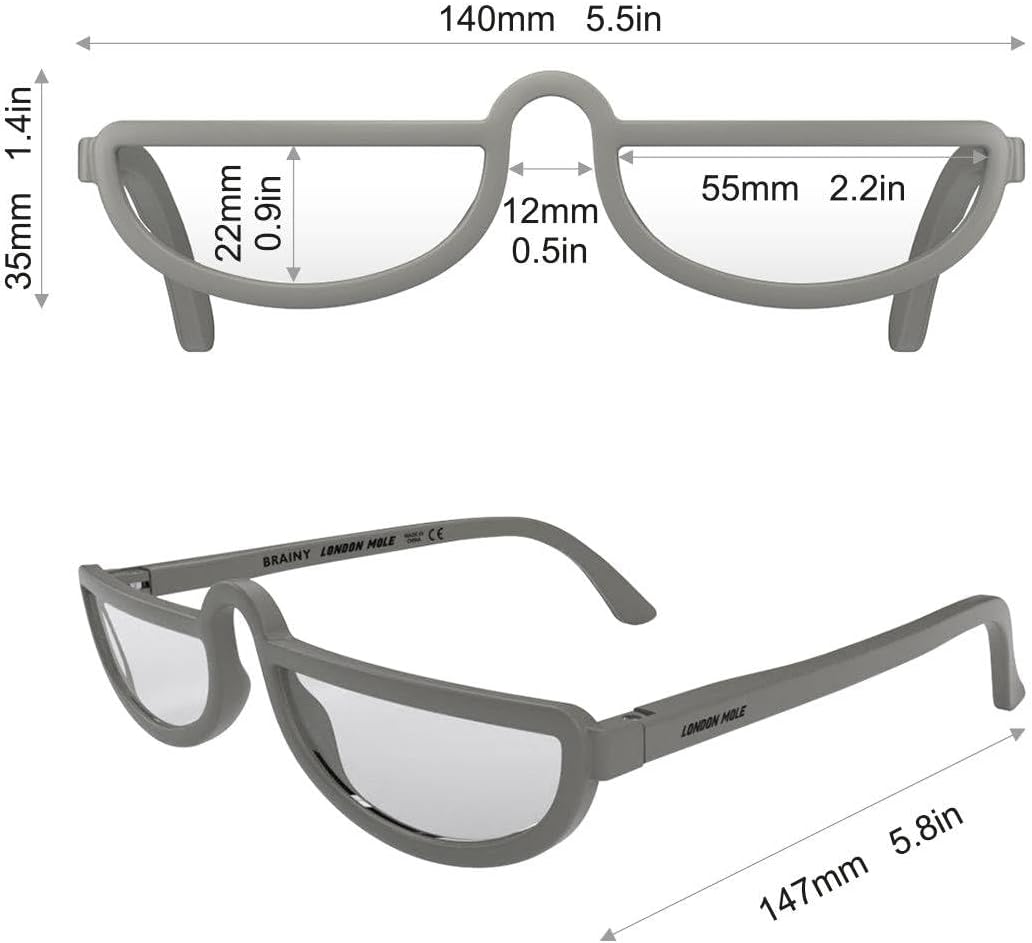 LONDON MOLE® Brainy reading glasses | Cool half moon shaped readers | Unisex | Spring hinges - Image 6