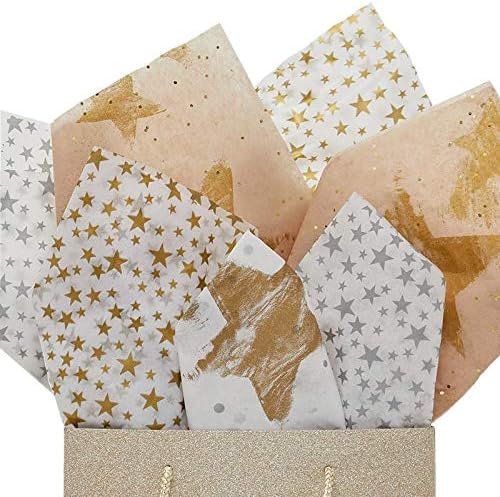 Paper Mart Gold Star Tissue Paper, 20 x 30 Inch Sheets of Decorative Tissue Paper, Bulk Quantity of 240 Sheets for Gift Wrapping
