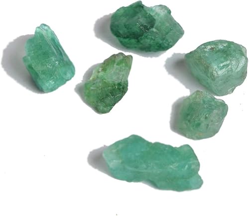 GEMHUB Natural Earth Esmeralda minada 32.00 Ct Esmeralda verde cruda rara, lote de 6 piezas de piedras preciosas verdes ásperas, Gema, lote de
