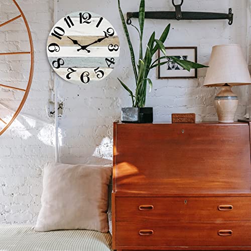 Image of KECYET Wall Clock 10 Inch Silent Non-Ticking Wall Clocks Battery Operated - Country Rustic Clock Decorative for Kitchen,Bathroom,Bedroom,Office