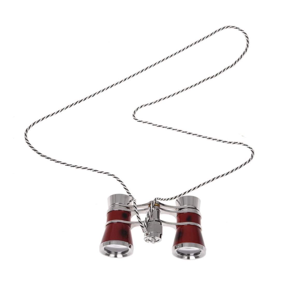 Lunettes de théâtre/opéra exquises 3x25 enduites de Rouge + télescope binoculaire argenté