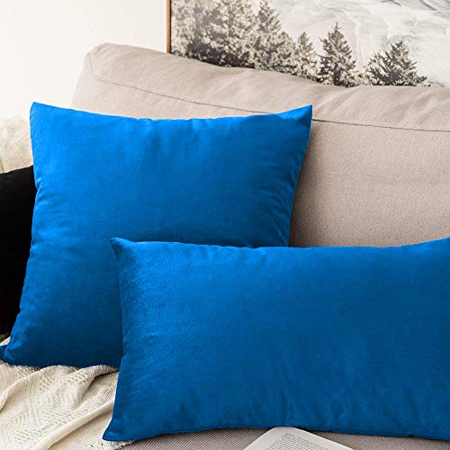 Image of Khooti Velvet Cushion Cover Pack of 1-18 inch x 28 inch / 46 x 71 cm - Bondi Blue - Soft Pillow Covers Cushion Case for Sofa Bedroom Livingroom Chair Car, Cushion Cover
