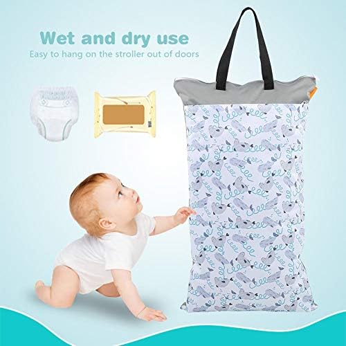 Large Hanging Wet/Dry Bucket Bag for Cloth Nappy Inserts Diaper Laundry with Two Waterproof Zippers Reusable (EF204)