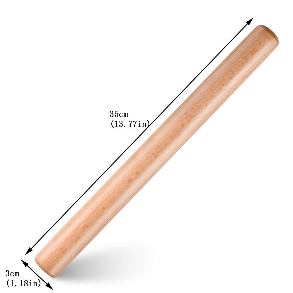 Mattarello in legno francese, conico, mattarello in legno di alta qualità, durevole, superficie liscia, ideale per pasta, pane, pizza, 35 cm,
