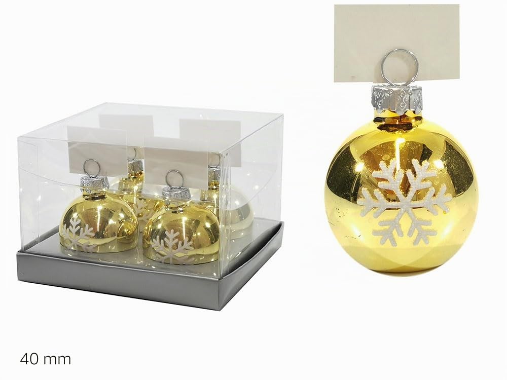 Segnaposto pallina di natale oro con biglietto scrivi il nome cm 4 in vetro soffiato set da 12 pezzi eleganti particolari e moderni