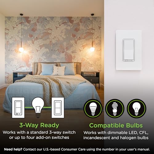 Image of Enbrighten 800 Series Z-Wave Paddle Dimmer, Long Range 800LR, Quick Fit, Simple Wire, Direct 3-Way (No Add-On Switch Needed), Smart Hub Required, Compatible with Alexa, Google Home, 76593
