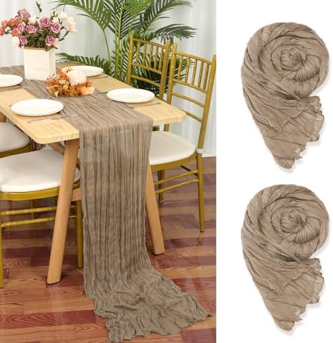 YMHPRIDE 2 Packs Cheesecloth Table Runner, 35"x120" Royal Navy Blue Rustic Gauze Fabric Boho Table Runner, Cheesecloth Wedding Table Decor Table Cloth for Wedding Party Bridal Shower Table Decorations