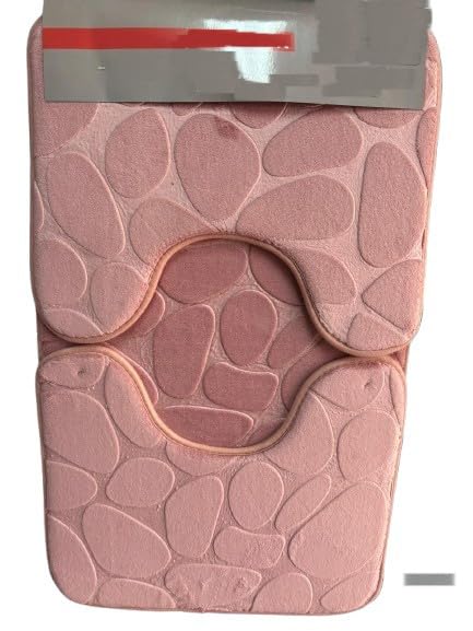 Set 3 Tappeti Bagno Memory Foam Antiscivolo - Completo Rettangolare, Giro WC E Bidet Con Motivo Decorativo - Foto 2