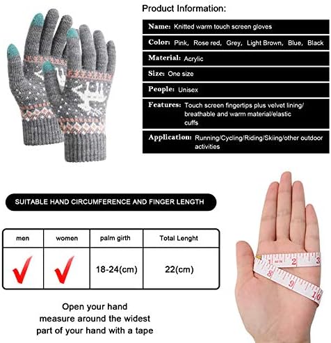 TAGVO Unisex Winter Touch Screen Knitted Warm Gloves,Thermal Elastic Fleece Warm Working Running Gloves for Men and Women, for Running Skiing Cycling Hiking Driving Outdoor Sports-One Size