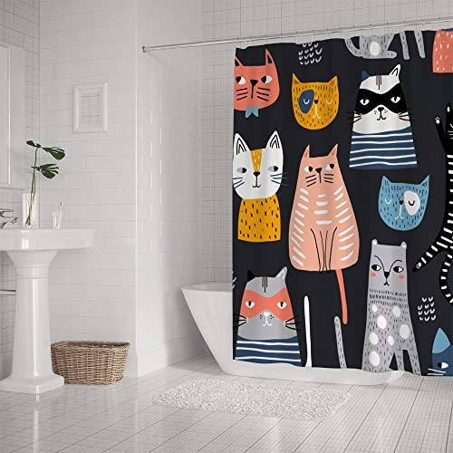 Rideau de douche anti-éclaboussures polyester motif chatons mignons - 3