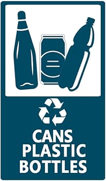 Recycle Sign for Trash Can,Self Adhesive Recycle Sign Decals for Trash,8x4 inch Cans and Bottle Only stickers for Home,Office,Shop,School,Public Area,6 Pcs