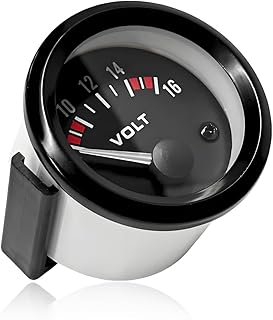 Car Voltage Meter Gauge, 12V 52mm/2in 8~16V Car Voltage Tester with White LED Light Dial, Universal Pointer Meter Gauge Voltmeter Fits for Most Vehicles, Car Accessories