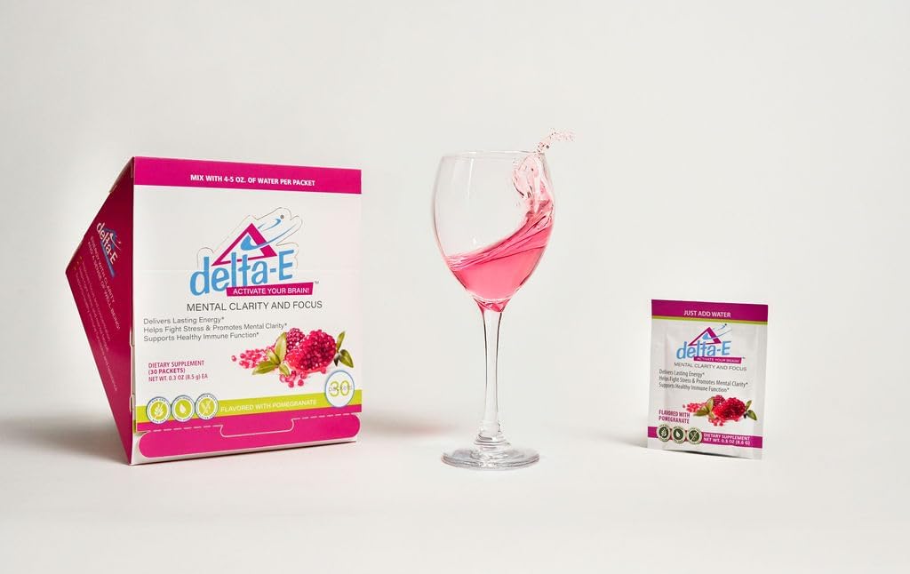 Delta-E Mental Clarity & Focus! Energy Drink Non-GMO, 100% Vegan & Gluten Free (30 Packets)