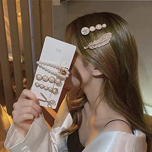 ANNACREATIONS Korean Style Pearl Metal Hair clips Pearl Barrettes Hairpin Pearl Pendant Choker Necklace With Pearl Bracelet Stud Earrings Combo Set... - Image 4