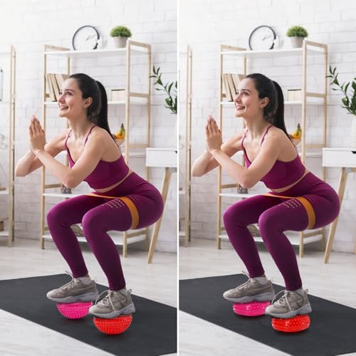 Fasmov 6 Stück Halbrund Yoga-Bäll Sport Balance Pods Mini Therapie Balance-Igel Ball Hart Gymnastik Kugel für Koordination Balance Fitness Training, 16cm