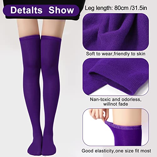 Image of KINBOM 1 Pair Thigh High Socks, Cotton Soft Knee High Long Stockings Women Leg Warmers for Wednesday Christmas Cosplay