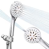 High Pressure Handheld Shower Head, 7 Modes Spray High Flow Shower Heads with 4.9 Feet Long Stainless Steel Hose and Adjustable Bracket, Built-in Power Wash to Clean Tile, Toilet & Bathtub