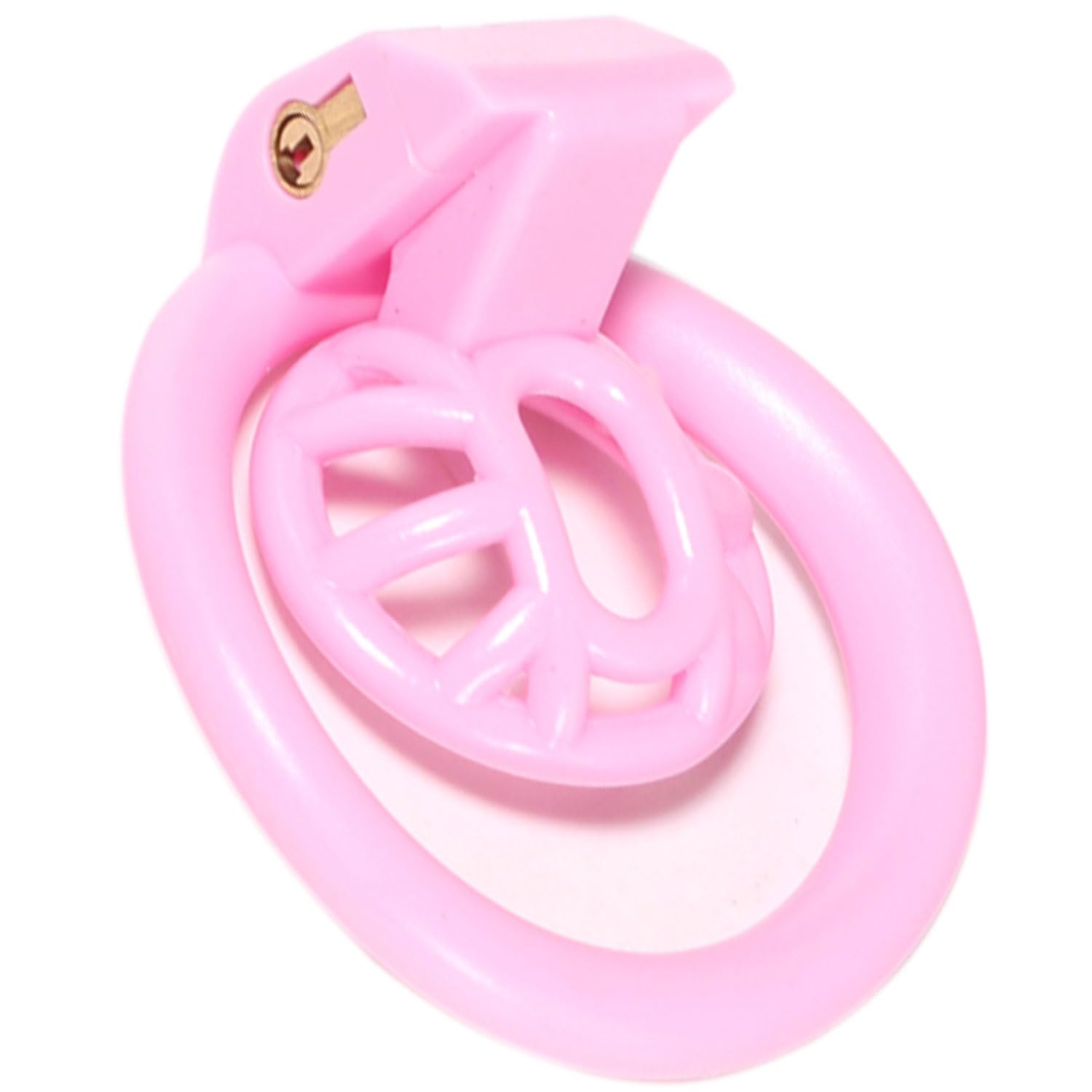 FREDORCH Super Small Penis Ring Sissy Chastity Cage,Locked in Male Chastity Device with 4 Base Ring (S-mini, Pink)