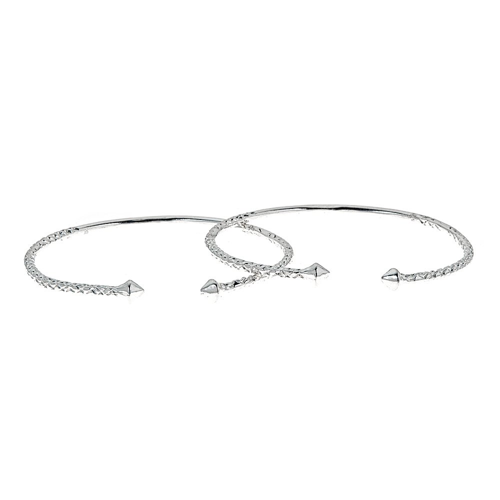 Better Jewelry INC Solid .925 Sterling Silver Slim Cone West Indian Bangles (Pair) Made in USA