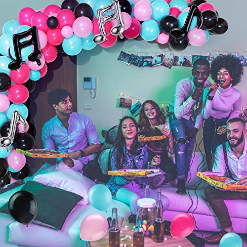 144 Pieces Music Balloons Birthday Balloon Garland Kit Music Sign Foil Balloons 5 Inch 10 Inch Rose Red Black Blue Pink Latex Balloon For Birthday Karaoke Decorations Music Theme Party Supplies #TOP5