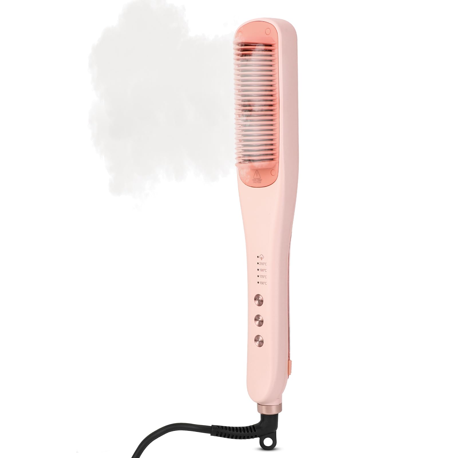 Dampf-Glättbürste mit Dampf Pflege, 30s Aufheizen, 30min Auto-Aus (Rosa) | Tiefe Dampfpflege, 4 Temp. (150°C–210°C), inkl. Aufbewahrungstasche, hitzebeständigen Handschuhen und Reinigungsbürste
