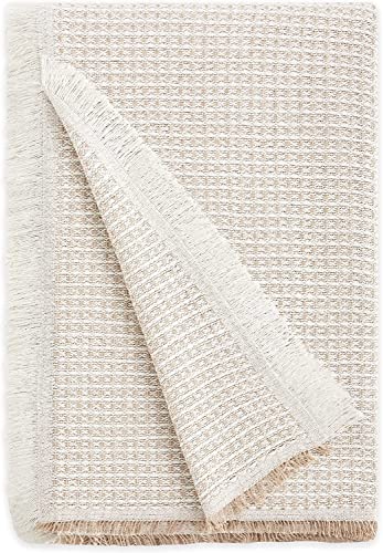Plaid de canapé beige Estoralis NIDO 230x270 cm en coton polyester - 5