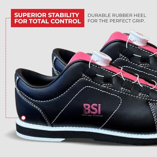 BSI Women's Revival Dial Shoe - Lightweight Bowling Shoes with Enhanced Comfort & Support, Black/Pink4