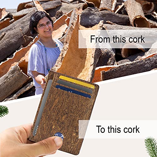 Image of Corkor Cork Card Holder Men - Cork Wallet - Vegan Leather - Minimalist Slim Front Pocket RFID