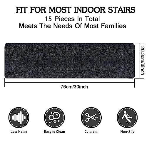 Alfombrillas antideslizantes escaleras autoadhesivas de interior rectangulares 76x20cm 3