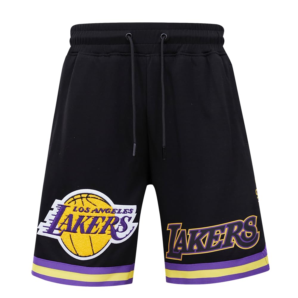 Pro Standard Mens NBA Los Angeles Lakers Classic Chenille Athletic Short Black L