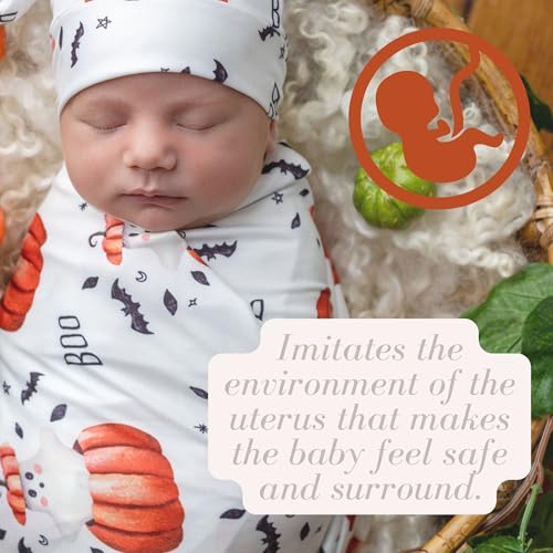Image of Newborn Swaddle Blanket Set, Headband and Beanie