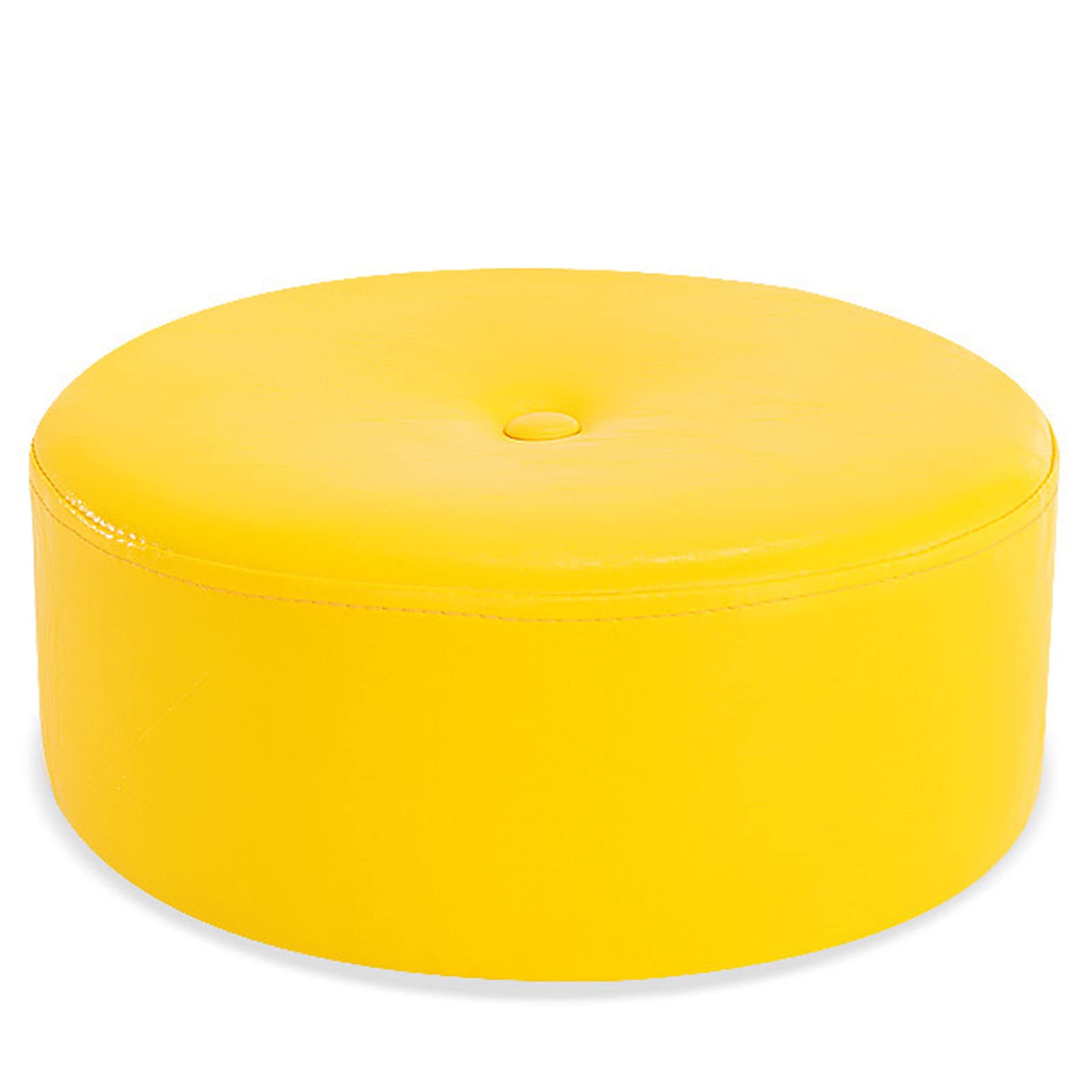 Repose-pieds maison LUNEZY pouf rond jaune cuir tabouret bas empilable salon chambre