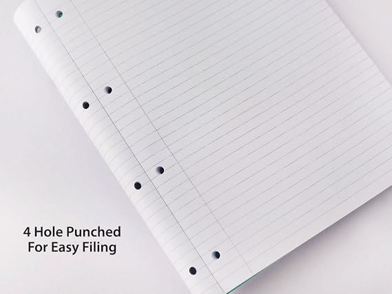 EASTLIGHT A4 Refill Pad 160 Page 80gsm - (Pack of 4) Sidebound Feint Ruled with Margin 4 Hole Punched