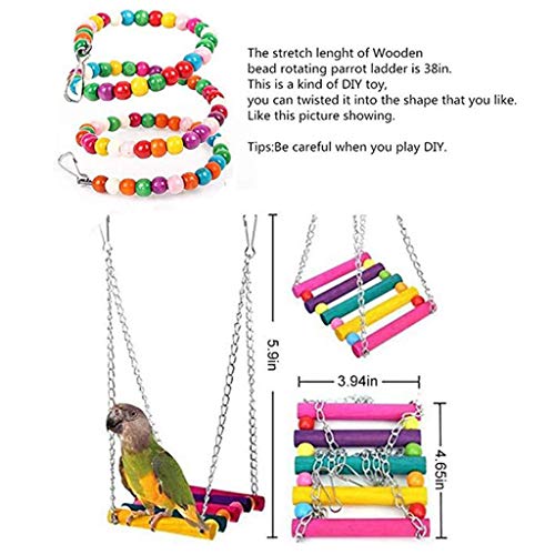 Small Bird Swing Toys, Bird Parrot Swing Chewing Toys - Hanging Bell Birds Cage Toys 8 Pcs - Image 5