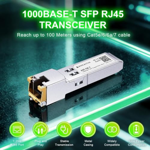 Image of 4 Pack 1.25G RJ45 100M SFP Transceiver 1000Base-T Module with CATe /6 /6a /7