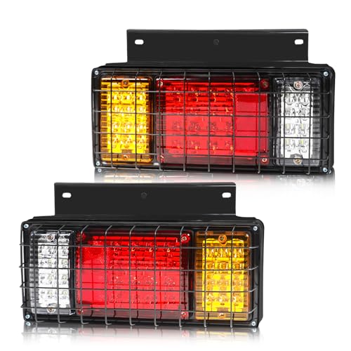 Image of 2PCS 40 LED Trailer Tail Lights Bar Kit with Iron Net Protection, Super Bright Waterproof Brake Turn Signal Reverse Lights, Compatible with Isuzu NPR NQR Truck W Series for Trucks RVs