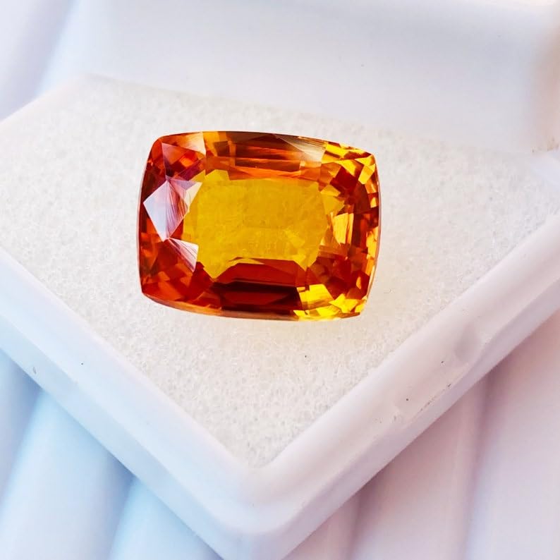 Saphir orange naturel coussin 13x10mm pour création de bague - 4