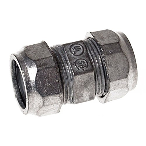 Hubbell-Raco 2823 Compression Coupling Used to Connect 2 Ends of EMT Conduit, 3/4" Trade Size, Die Cast Zinc (Pack of 25)