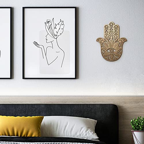 Fourth Level Hamsa,Sacred Geometry Wall Decor For Home, Meditation Decor,Wall Sculpture, All Natural Wood Wall Decor Sacred Wall Art (Gold) #TOP2