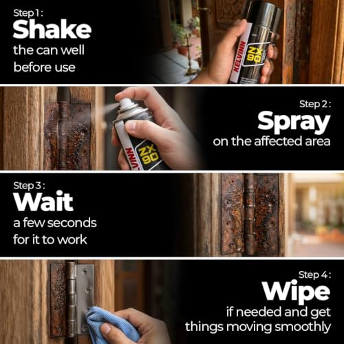 Image of KELVINN ZX90 Universal Spray 400ml, Multi Purpose Lubricant Rust Remover Metal Cleaner Surface Protector, Stops Squeaks Frees Stuck Parts Corrosion Protection for Home Automotive Industrial Use