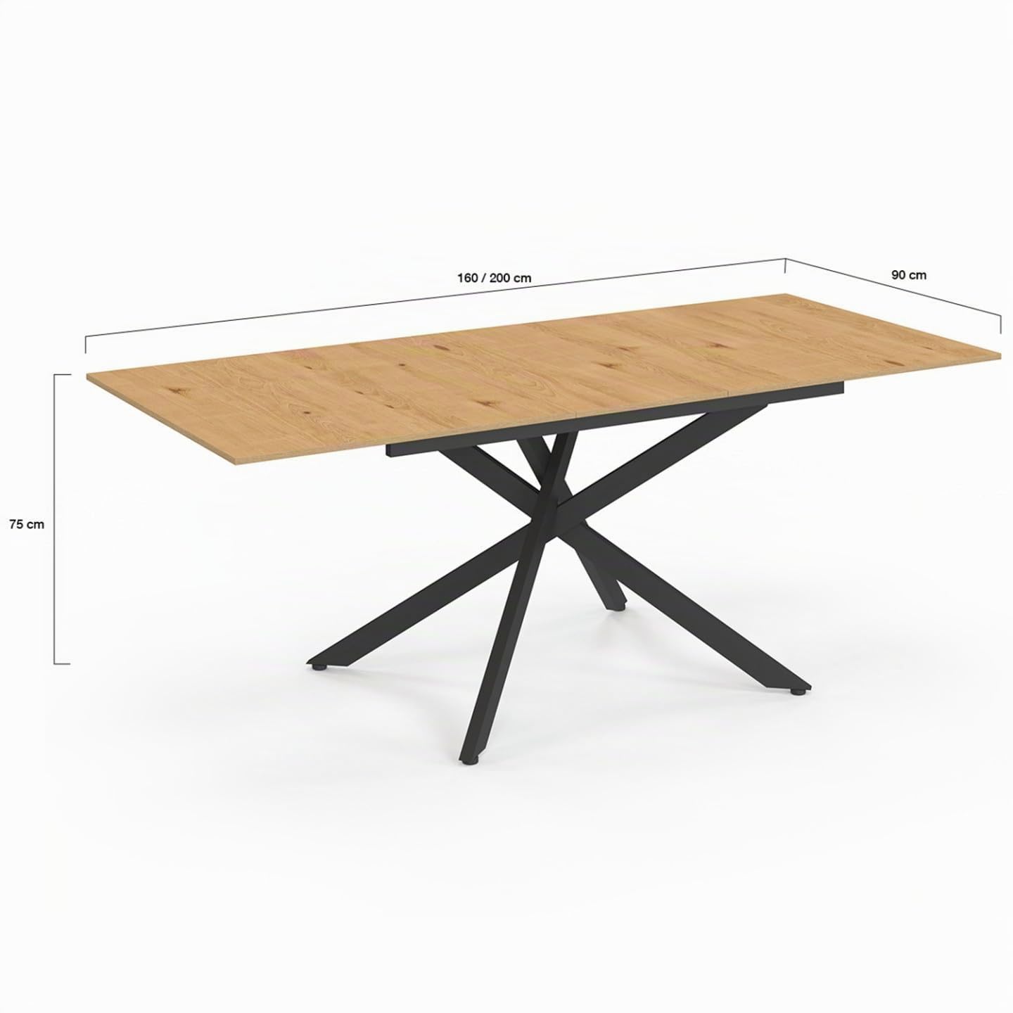 IDMarket - Table à Manger Extensible Rectangle INES 160-200 cm Bois et Noir
