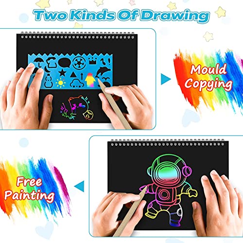 image for Smasiagon Scratch Paper Art Set for Kids: 2 Pack Scratch Off Arts Craf