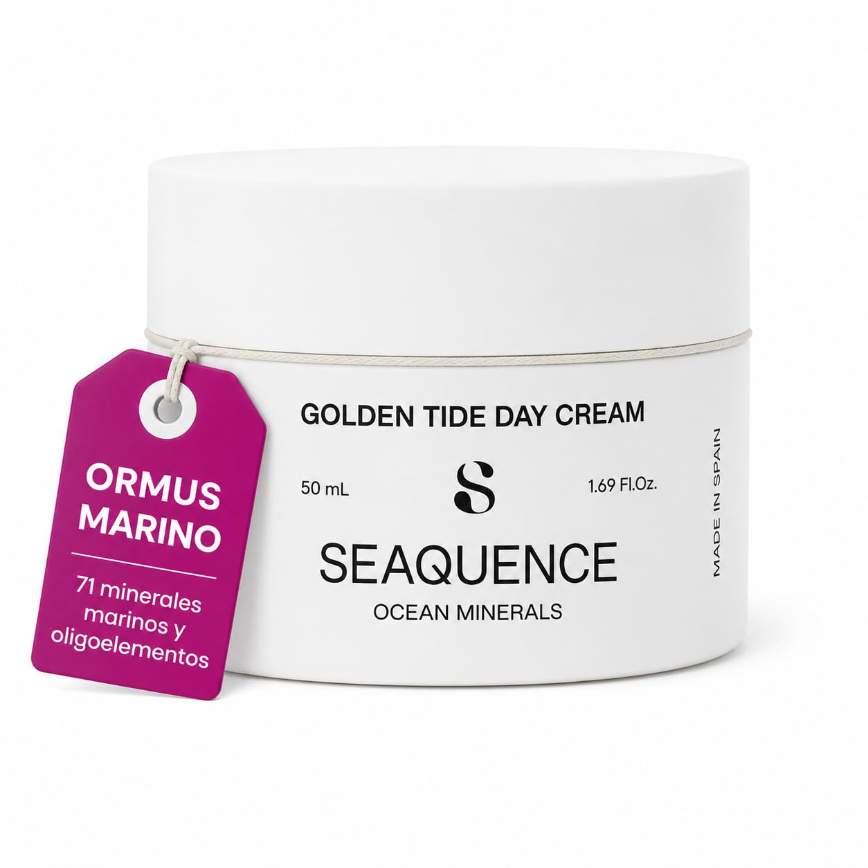 SEAQUENCE Golden Tide Day Cream SPF 50 50 ml | Crema de Día Facial con Ormus Marino, Ocean Trace Minerals, Niacinamida, Vitamina C Estabilizada, Vitamina E y Ácido Hialurónico | Hidratación total