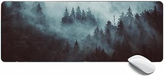 MSHAJ Landscape Mouse Pad Misty Landscape with Forest Gaming Mouse Pad XL,Extended Large Mouse Mat Desk Pad 31.5x11.8x0.12IN,Stitched Edges Non Slip Mousepad for Computer,Office,Keyboard and Laptop