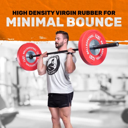 Image of Bells of Steel Competition Bumper Plates - Low Bounce, Vibrant Colour-Coded, Virgin Rubber Olympic Plates for Commercial and Home Gym - 450 mm Plate Diameter, 190 kg Weight Set