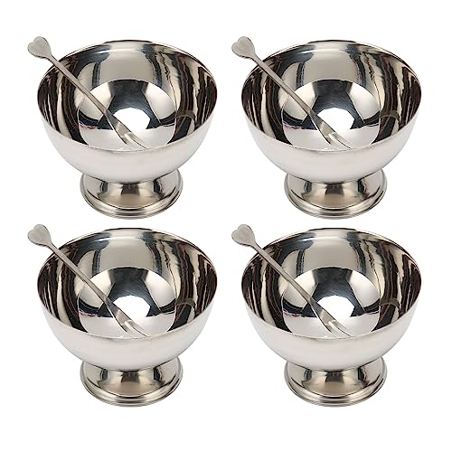Tomotato 4pcs Bols à Dessert en Acier Inoxydable avec Fourchettes, 10cm Tasses Réutilisables pour Crème Glacée, Salade de Fruits, Yaourt, Collations,...